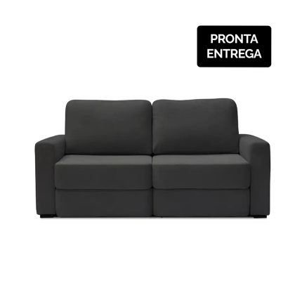 Sofá Retrátil Domo 2,30m Cinza Escuro Linho