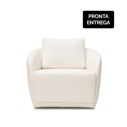 Poltrona Giratória Sena Linho Bouclé Off White