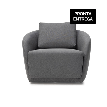 Poltrona Giratória Sena Tecido Bouclé Nanquim