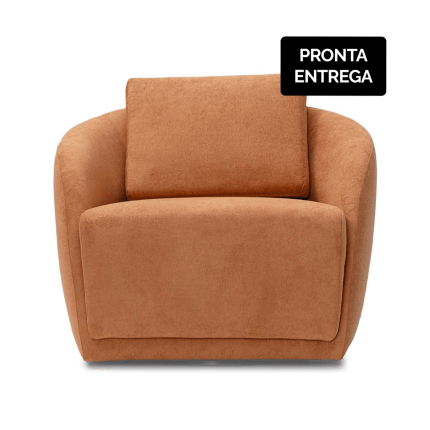 Poltrona Giratória Sena Bouclé Terracota